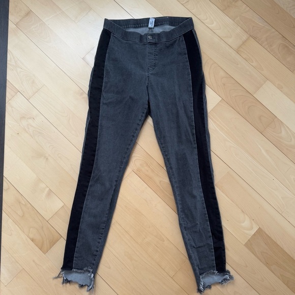 ZEZA B TUXEDO STRIPE GREY JEGGINGS WITH FRAYED HEM - M - Picture 3 of 14